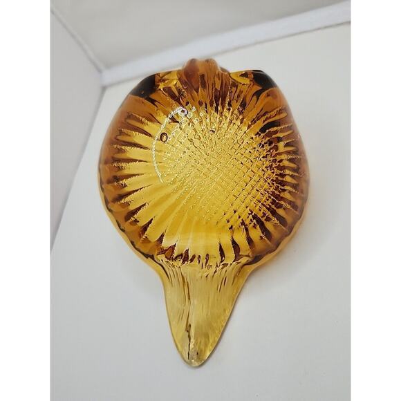Vintage Amber Hand Blown Swan Art Glass Candy/Trinket Bowl 4" Retro Art Deco MCM - Picture 6 of 9